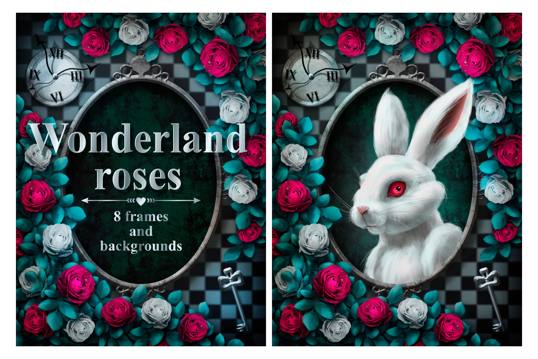 Wonderland roses frames, an Illustration by in Wonderland
