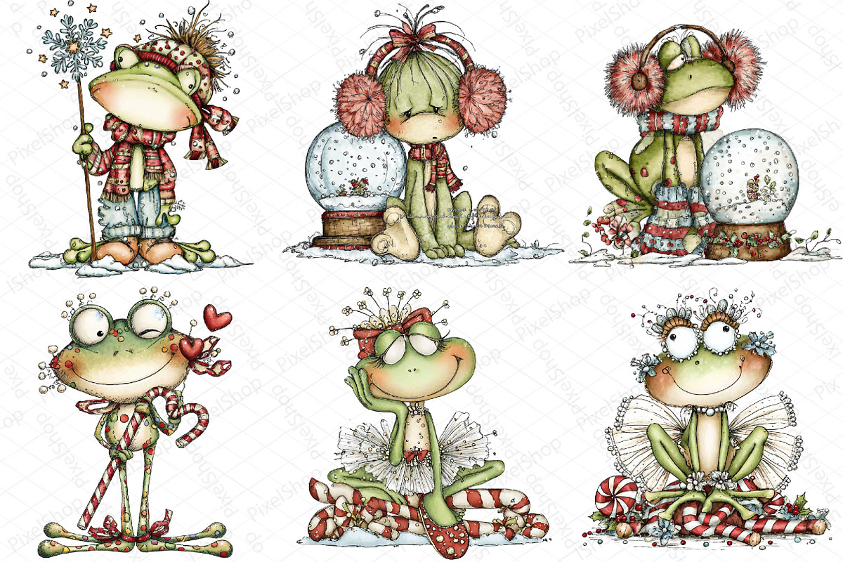 Coquette Christmas Frog Clipart, an Illustration by DreamPrint404 (Photo 3 of 4)