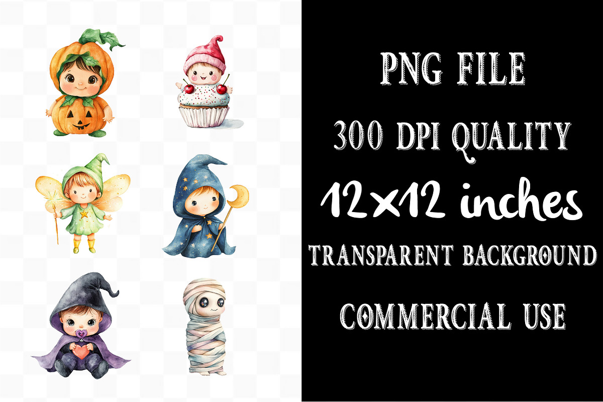 Watercolor Halloween Baby Costume, an Illustration by Designking (Photo 4 of 4)