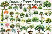 Summer Trees Clipart, an Illustration by Sublimation Artist (Thumbnail 1 of 6)