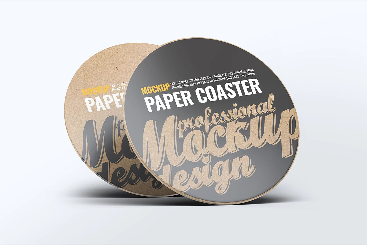 Paper Coaster Mockup, an Advertising Mockup by Hubzway (Photo 3 of 9)