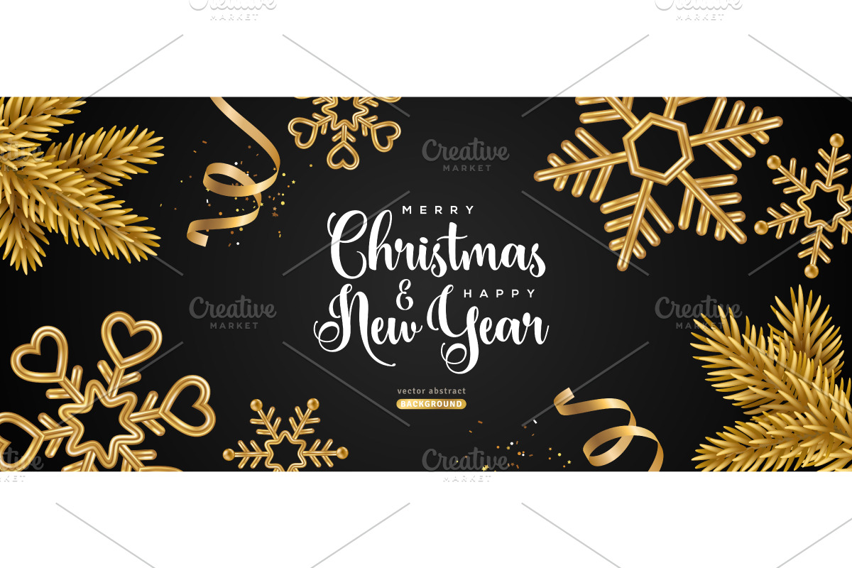 2026 Banner Gold Snowflakes, a Decorative Illustration by kotoffei