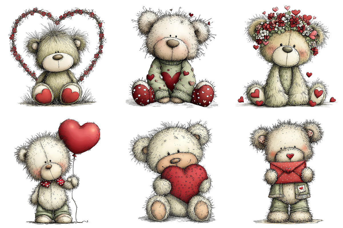 Whimsical Valentine Teddy Bear PNG, an Illustration by Craft Nest (Photo 11 of 11)