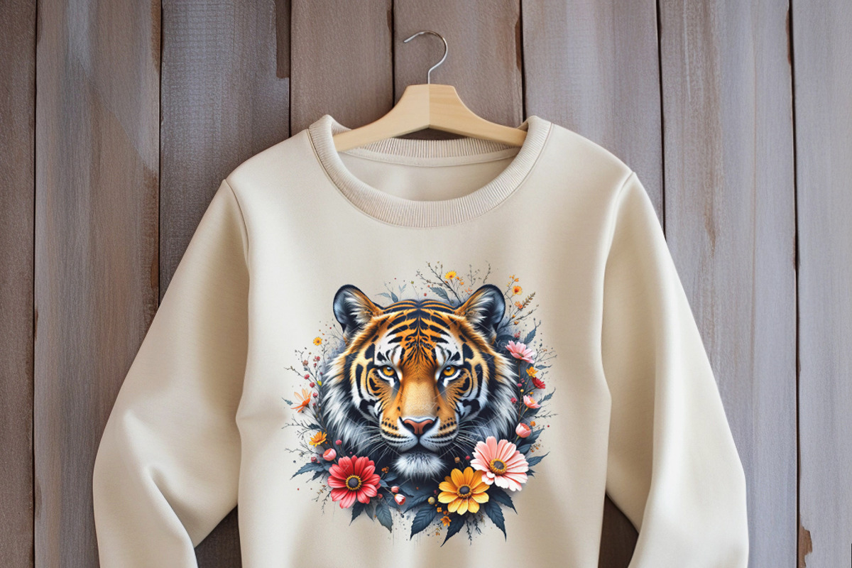 Tiger's head and colorful flowers., an Animal Illustration by yod67 (Photo 9 of 9)