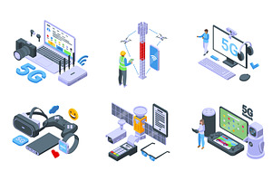 5g isometric concept. Modern wifi, a Technology Illustration by Valerie Bodnar