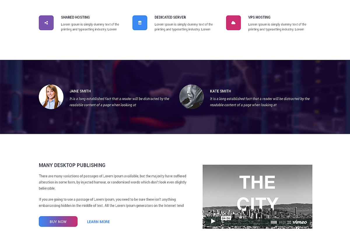 Hosting Responsive One Page Theme, a HTML Template by IceTemplates