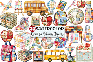 Patchwork Back to School Clipart, an Illustration by Rose Art