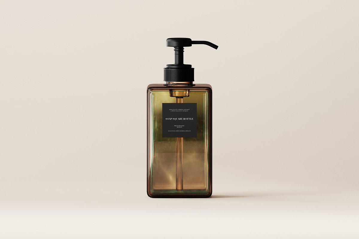 Amber  Glass Soap Pump Bottle Mockup, a Packaging Mockup by Zumrod (Photo 9 of 10)