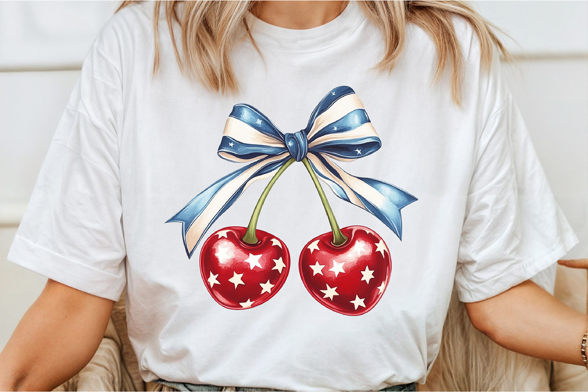 4th of July Coquette Cherry Bow, an Illustration by Libby Wishes (Photo 2 of 4)