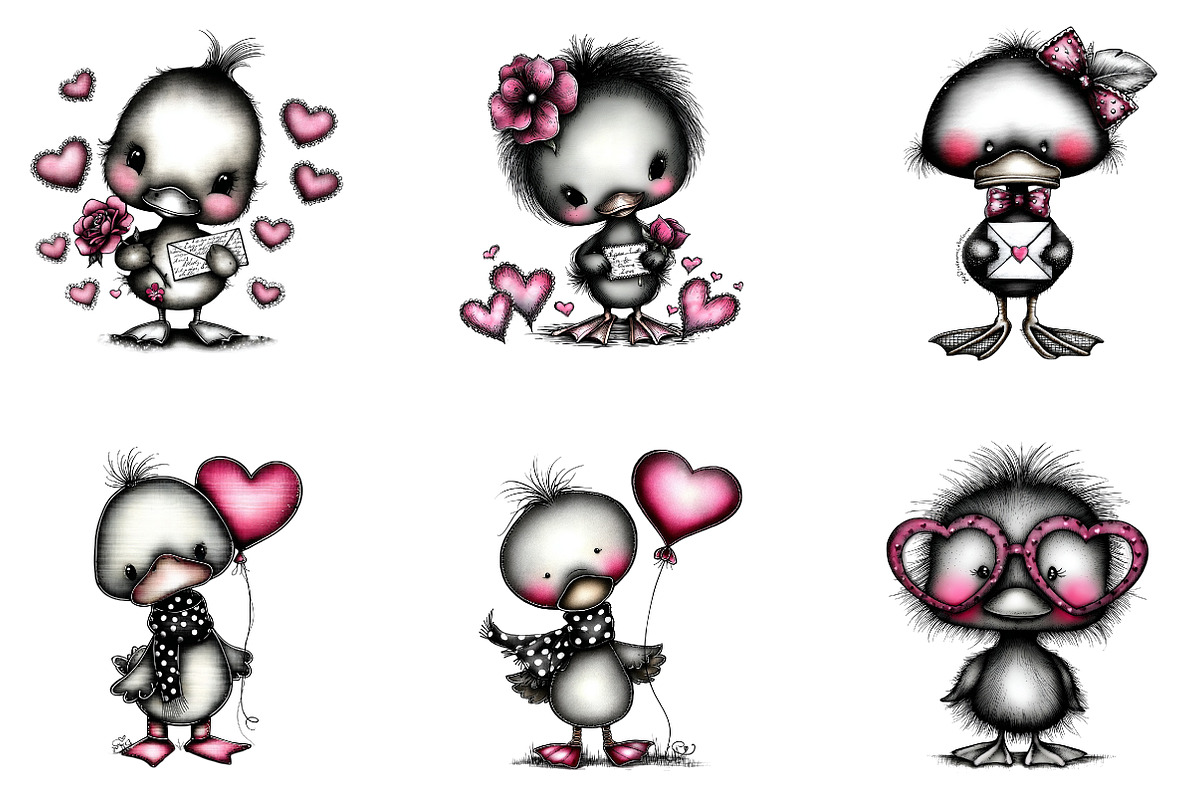 Cute baby duck valentine clip-art, an Illustration by CreationArt (Photo 4 of 5)