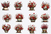 Spring Flower Basket Clipart, an Illustration by Watercolor design (Thumbnail 2 of 6)