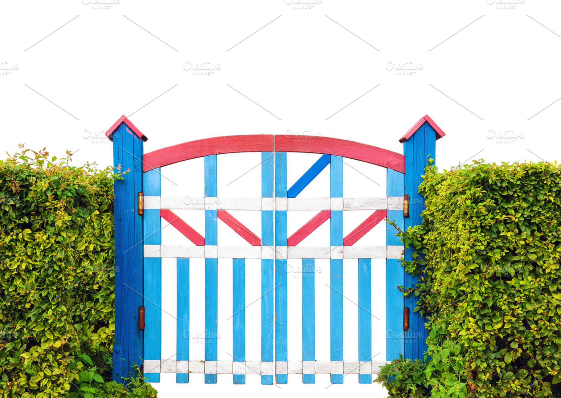 Colorful wooden garden gate isolated, an Architecture Photo by BOOCYS