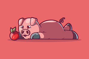 Lazy Pig!, an Animal Illustration by pedrors