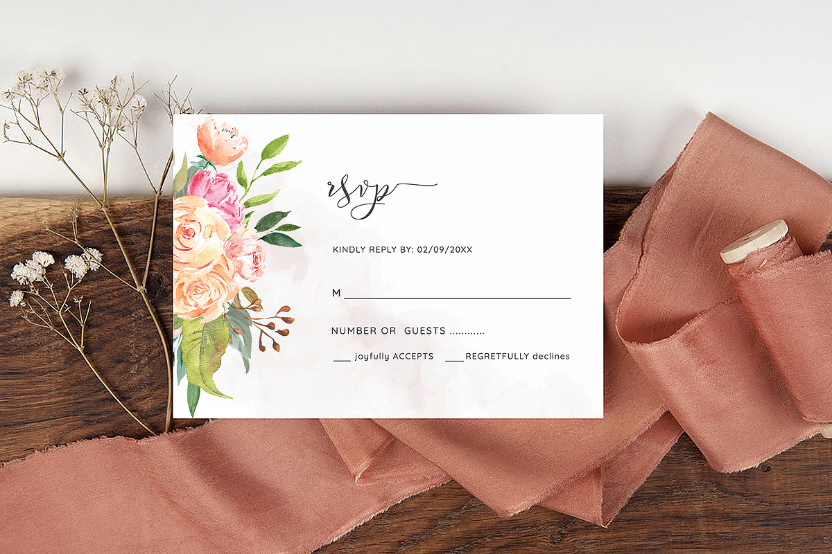 Wedding RSVP Card Canva Template, a Stationery Template by ShineOnWedding (Photo 1 of 8)