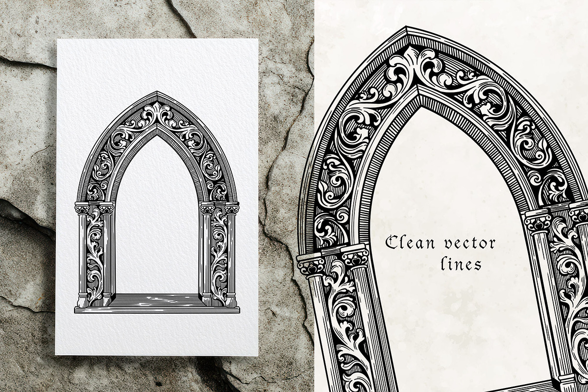 CASTLE STYLE vector graphic clip art, a Decorative Illustration by My Space Garden (Photo 8 of 13)