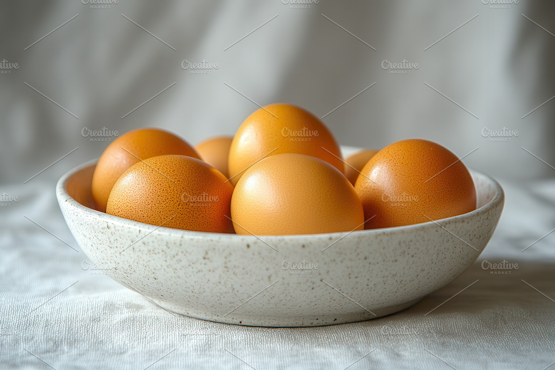 Fresh brown eggs arranged neatly in, a Photo by Tanuart