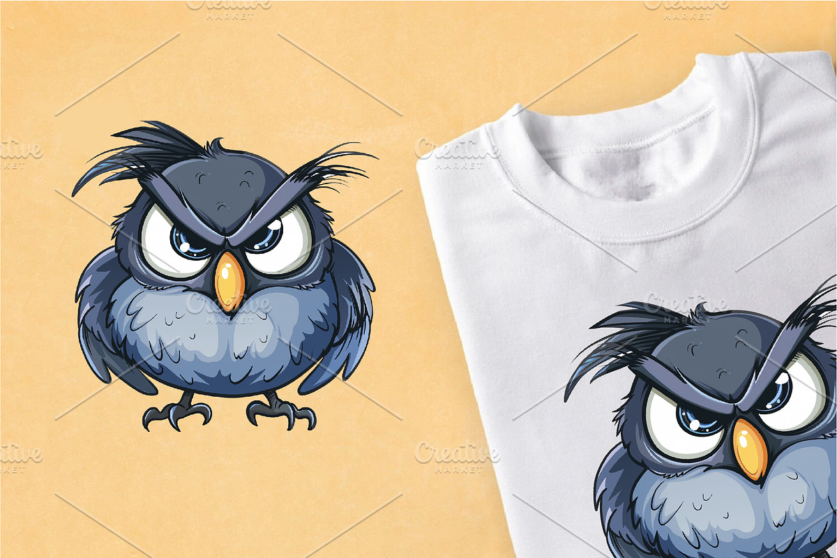 Grumpy cute birds 07. TShirt Sticker, an Animal Illustration by KENO Mascots (Photo 3 of 8)