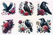 Watercolor Raven and Red Roses, an Illustration by CreationArt (Thumbnail 4 of 5)