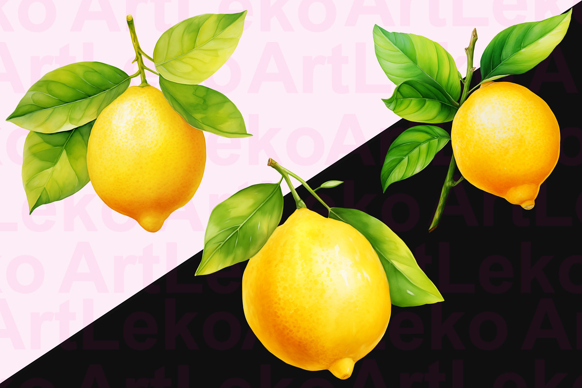 Lemons Watercolor Clipart, a Food Illustration by LekoArt (Photo 2 of 10)