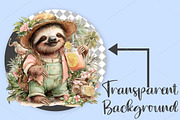 Whimsical Summer Lazy Sloth Clipart, a Seasonal Illustration by Canvas Craft (Thumbnail 2 of 7)