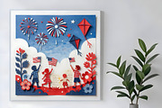 4th of July Paper Cutting 2, a Person Illustration by Sharon Schwalbe (Thumbnail 2 of 6)