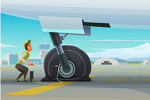airport ground service at airport, a Transportation Illustration by IfH
