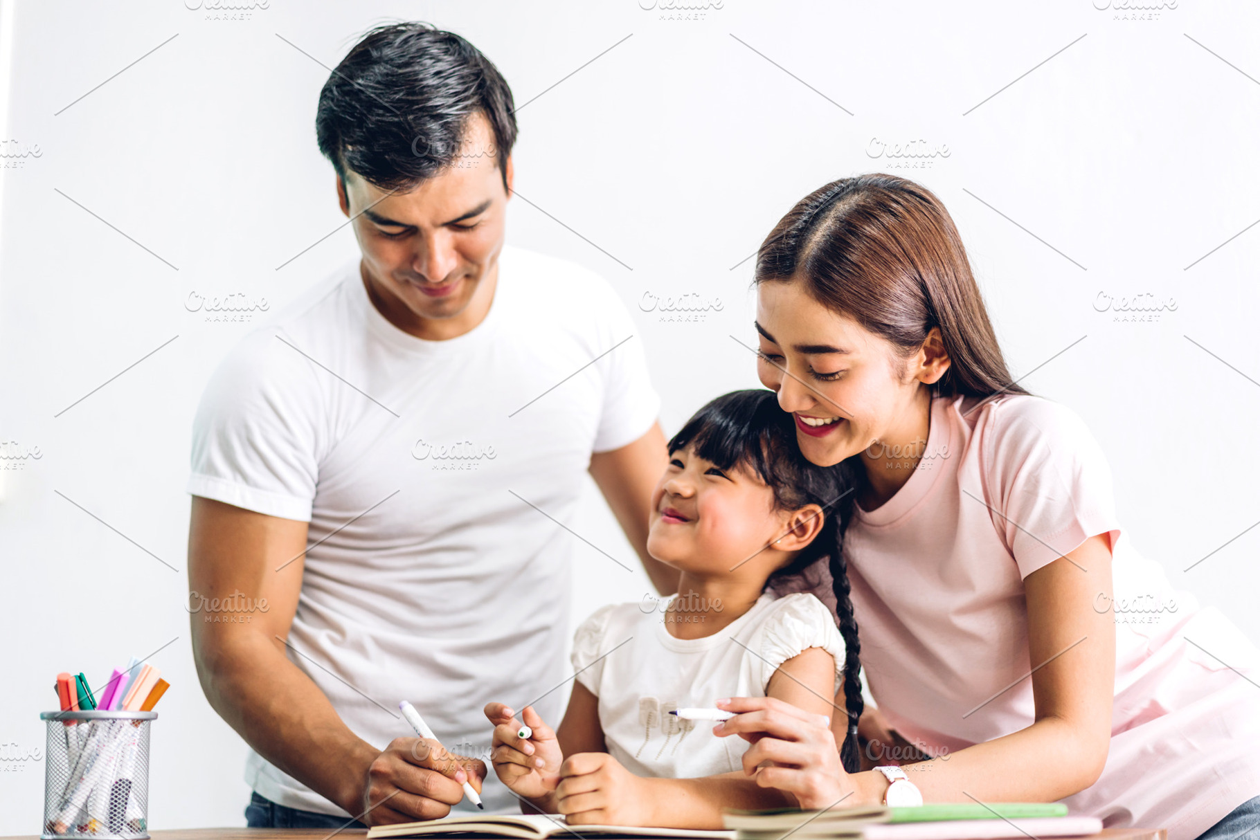 Portrait enjoy happy smiling love asian family father and mother, a Person Photo by Art_Photo
