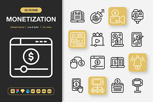 Monetization Icons, an Icon by Spacepixel Creative