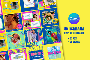 90's Colorful Fashion Canva Template