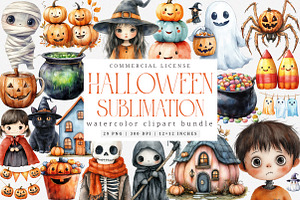 Cute Halloween Clipart Bundle, an Illustration by SinaCreation
