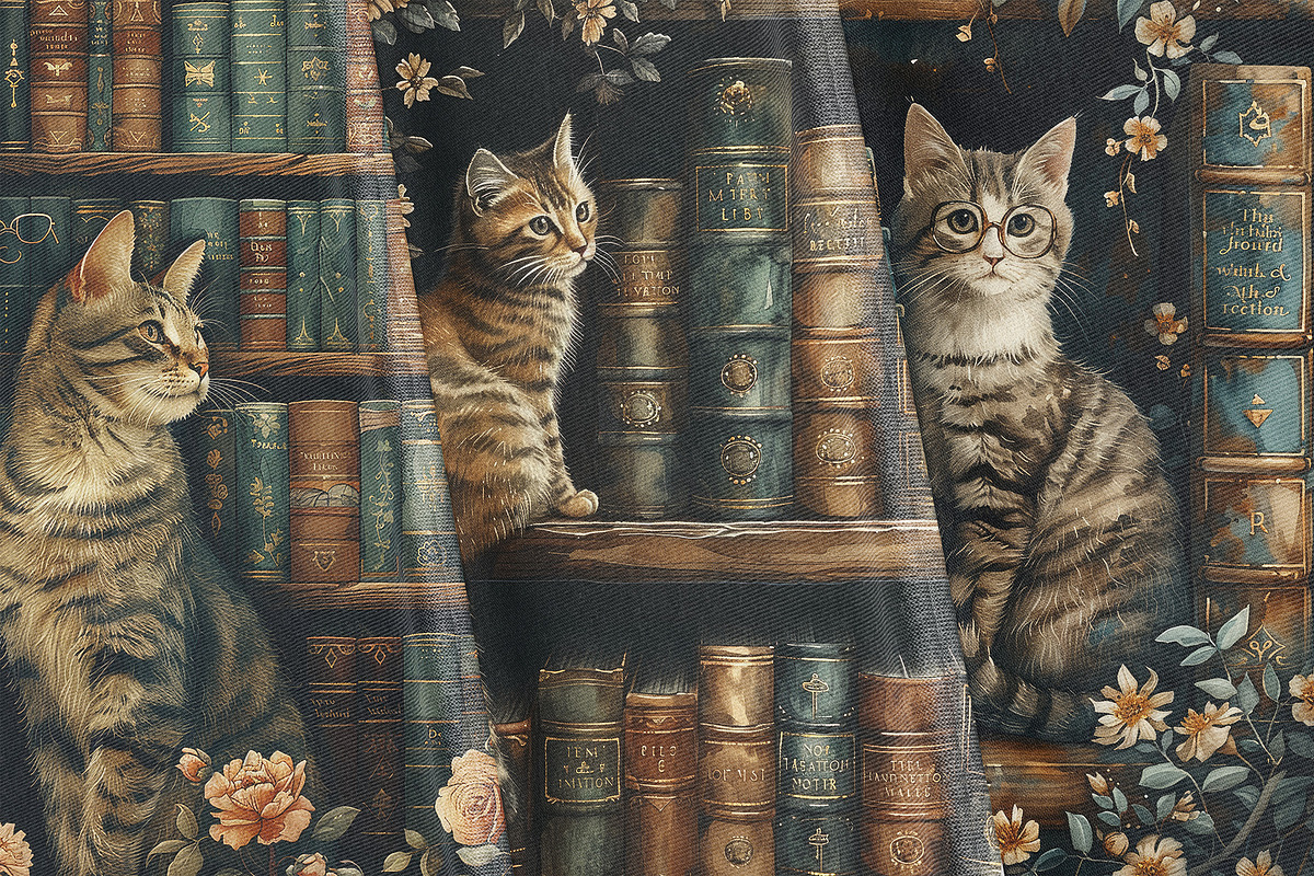 Cats in the Library, a Background Graphic by Curve Design (Photo 7 of 7)
