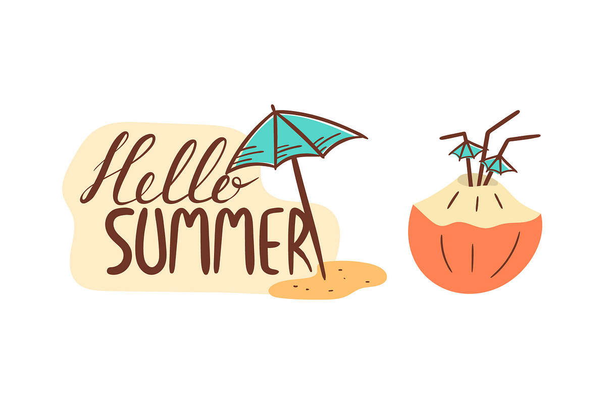 Vector Summer Lettering Stickers, a Decorative Illustration by EeKayStore (Photo 3 of 6)