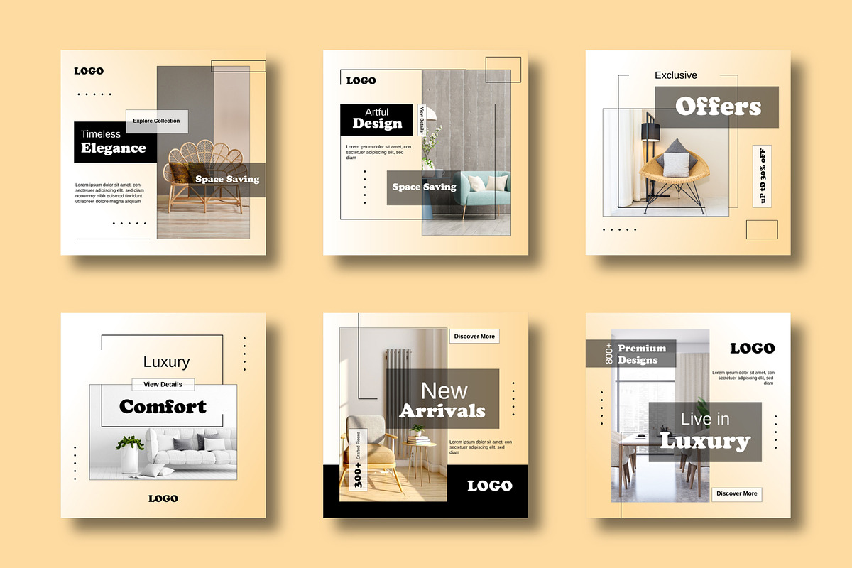 Modern Furniture Social Media Set, a Social Media Template by MightyDesign (Photo 1 of 8)