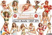 Summer Pin-up Girl Sublimation Bundl, an Illustration by DreamCafeArt (Thumbnail 1 of 9)