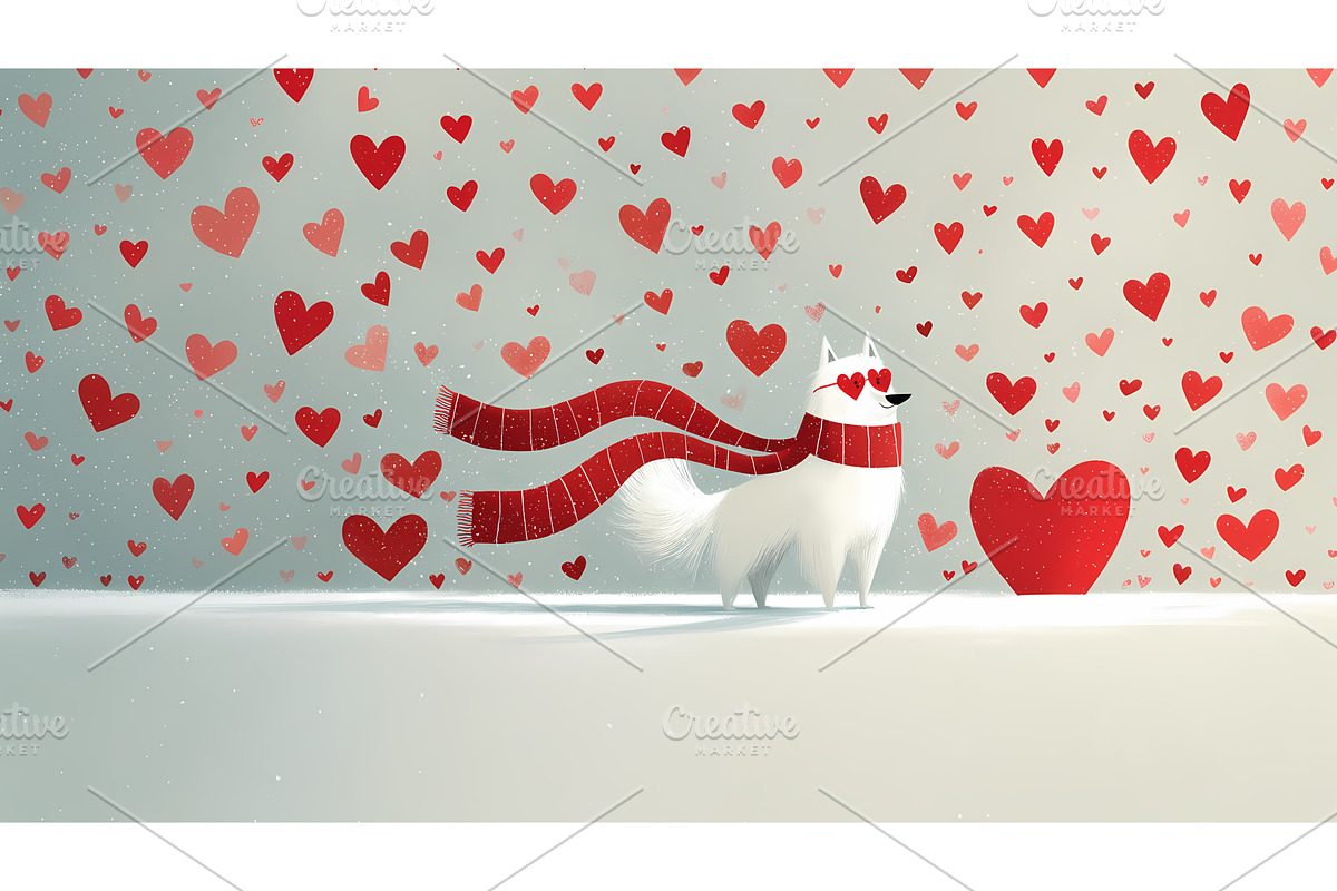 Charming white dog in romantic, an Illustration by Lukas Jonaitis SHOP