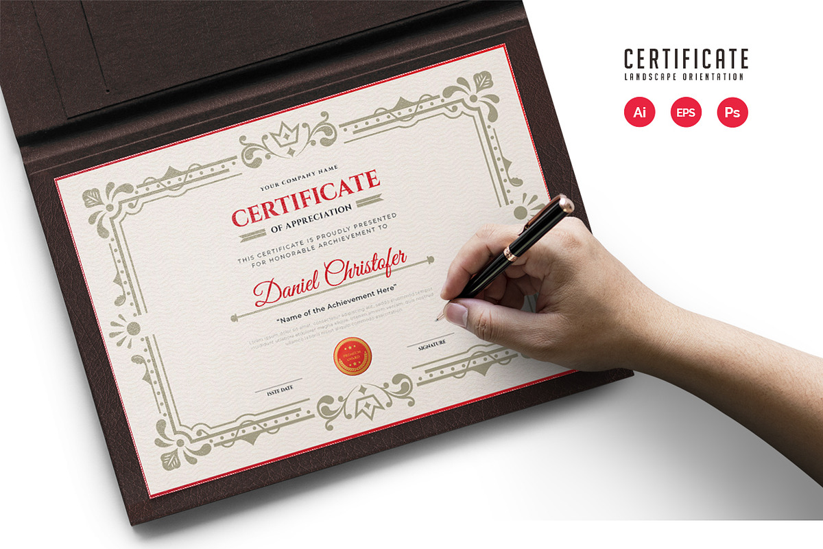 572. Modern Certificate Template, a Stationery Template by CreativeRezwan (Photo 1 of 3)