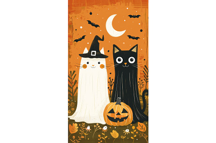 Halloween Cats with Witch Hat and, an Object Illustration by tilialucida