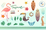 Tropical set of flamingo. Vector, an Illustration by Fay_Francevna (Thumbnail 3 of 6)