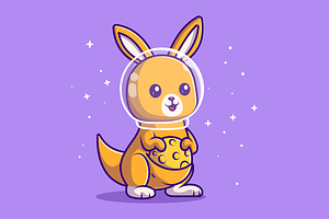 Cute Kangaroo Astronaut With Moon, an Animal Illustration by Catalyst Labs