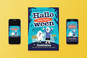 Cartoon Halloween Party Flyer Set, a Flyer Template by Aiyari Graphic