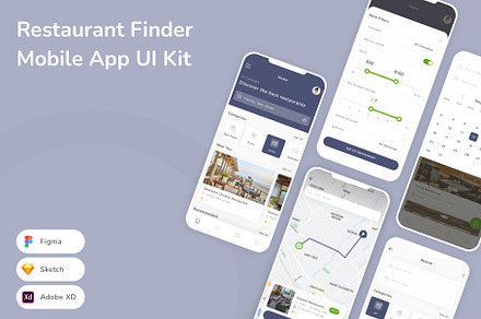 Restaurant Finder Mobile App UI Kit, an UI Kit Template by Betush