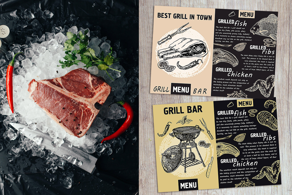 Barbecue hand drawn illustration set, a Food Illustration by Live line (Photo 6 of 6)