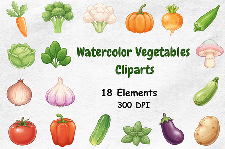 Watercolor Vegetables Clipart