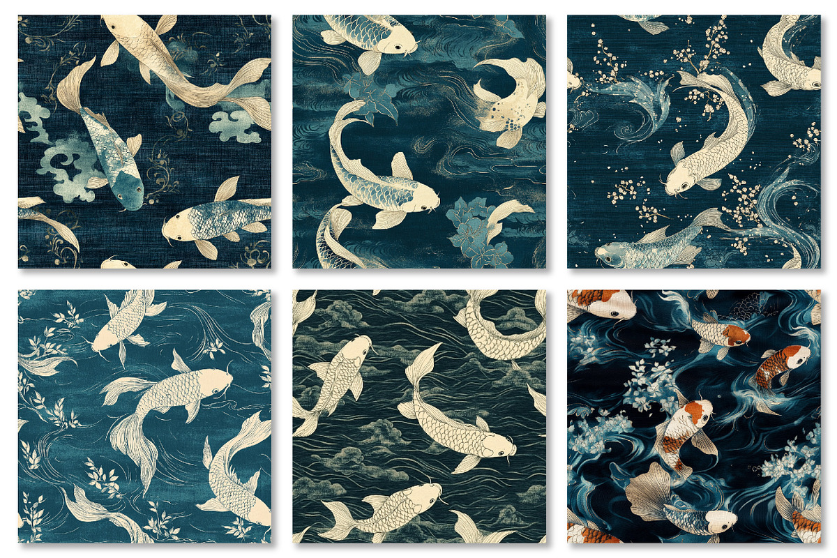 Petrol Koi Pond Japanese Texture, a Texture Graphic by Dream Creation (Photo 3 of 6)