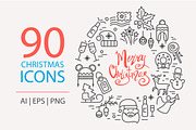 90 winter outline icons, a Graphic by Mallinka (Thumbnail 1 of 8)
