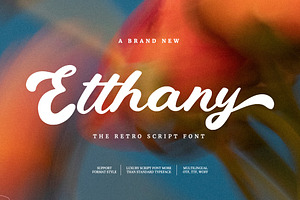 Etthany - Retro Script Font, a Script Font by Dhabee