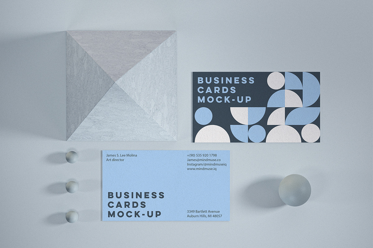 3D Geometric Business Card Mock-ups, a Business Card Template by MindMuse (Photo 6 of 11)