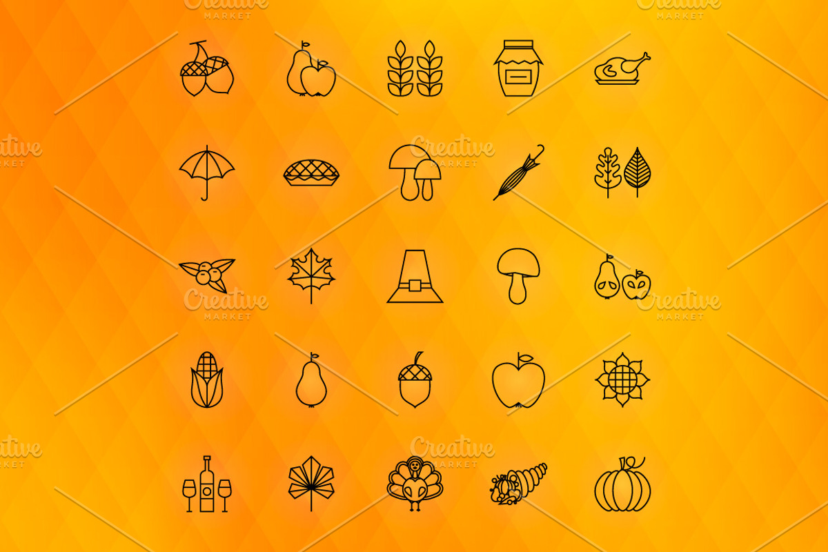 Thanksgiving Line Art Icons, an Outline Icon by Anna_leni (Photo 4 of 6)