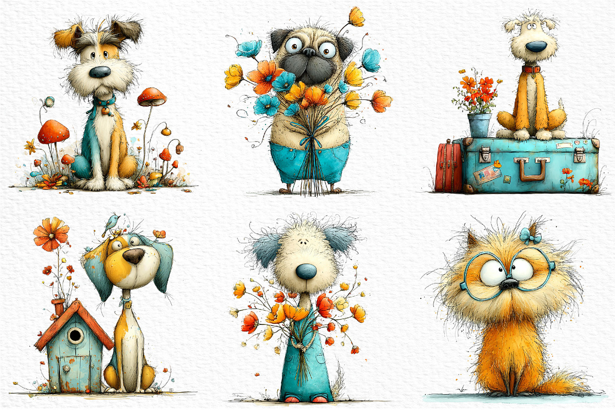 Quirky Whimsical Dog Clipart Bundle, an Animal Illustration by Craft Nest (Photo 5 of 5)