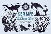 Sealife Silhouettes Illustration Set, an Animal Illustration by rouxsupplyco (Thumbnail 1 of 16)